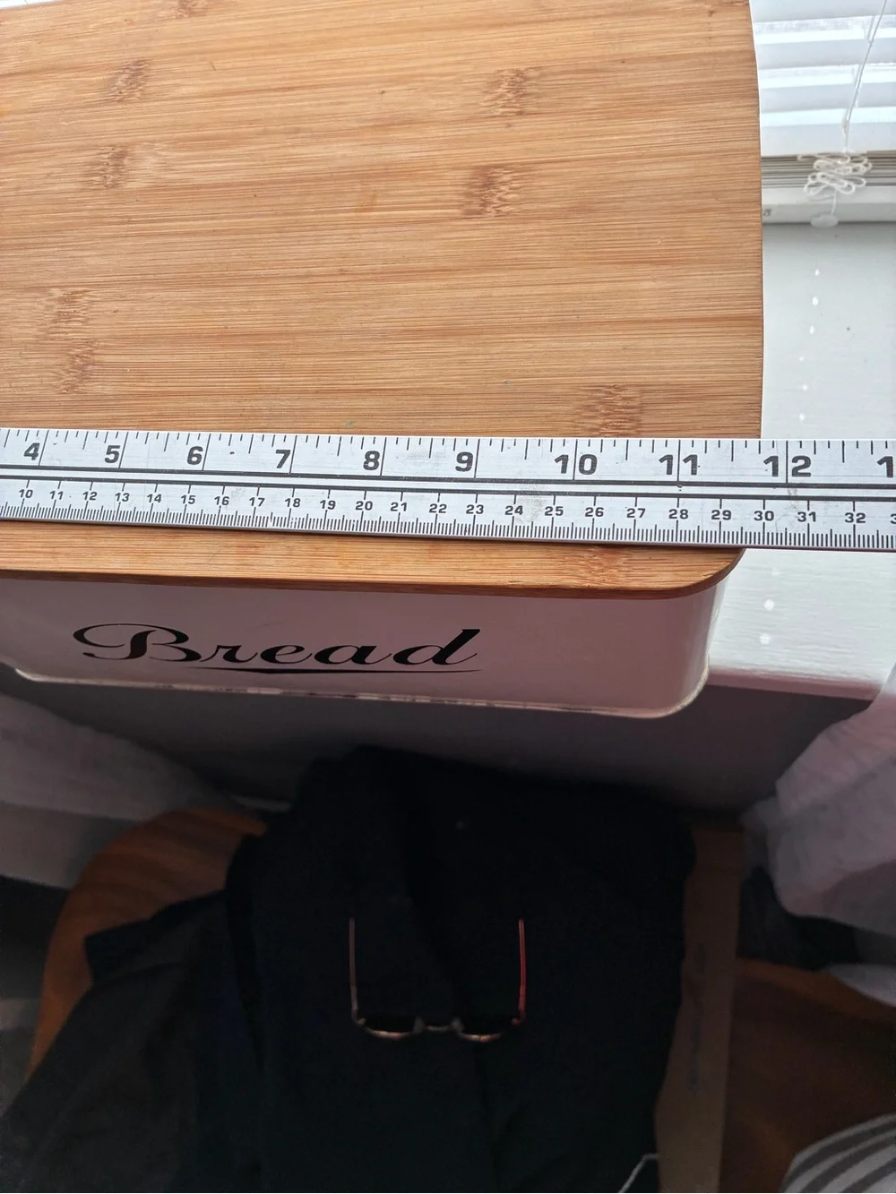 White Bread Box with Natural Wood Lid - Stylish Kitchen Storage